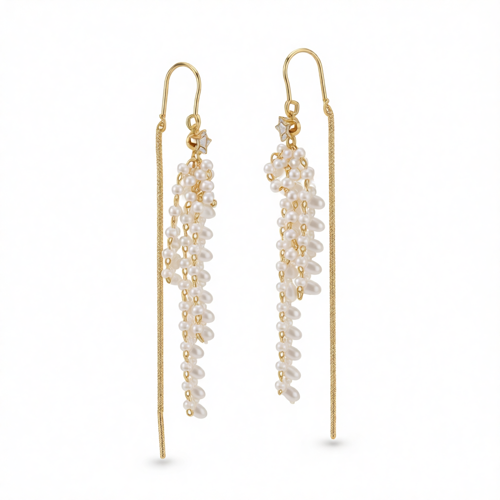 Pearl & Cubic Zirconia 18K Gold-Plated Threader Earrings
