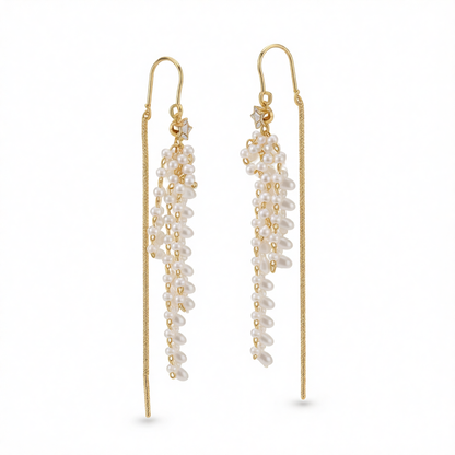 Pearl & Cubic Zirconia 18K Gold-Plated Threader Earrings