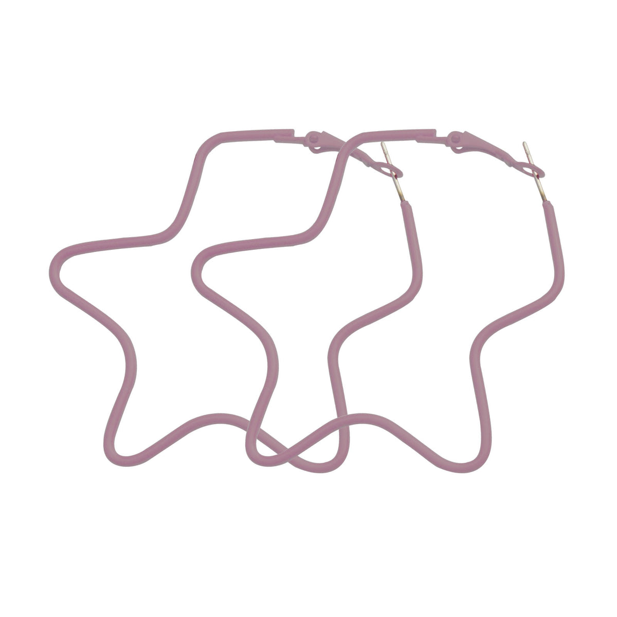 Gray Enamel and Silver-Plated Star Hoop Earrings, silver hoop earrings for women, elegant gift for her, front view
