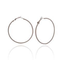 Gray Enamel & Silver-Plated Hoop Earrings