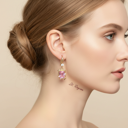 Pink Crystal & Cubic Zirconia Goldtone Cushion-Cut Star Hook Earrings - Street Region