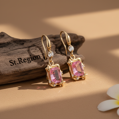 Pink Crystal & Cubic Zirconia Goldtone Cushion-Cut Star Hook Earrings - Street Region