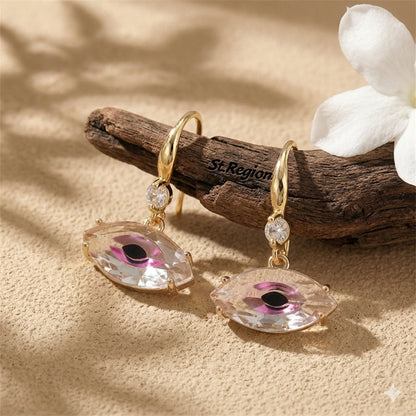 Pink Crystal & Cubic Zirconia Goldtone Eye Hook Earrings - Street Region