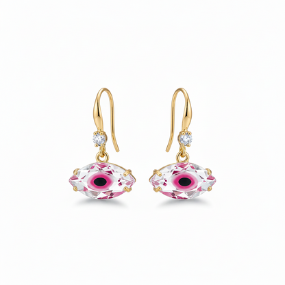 Pink Crystal & Cubic Zirconia Goldtone Eye Hook Earrings - Street Region