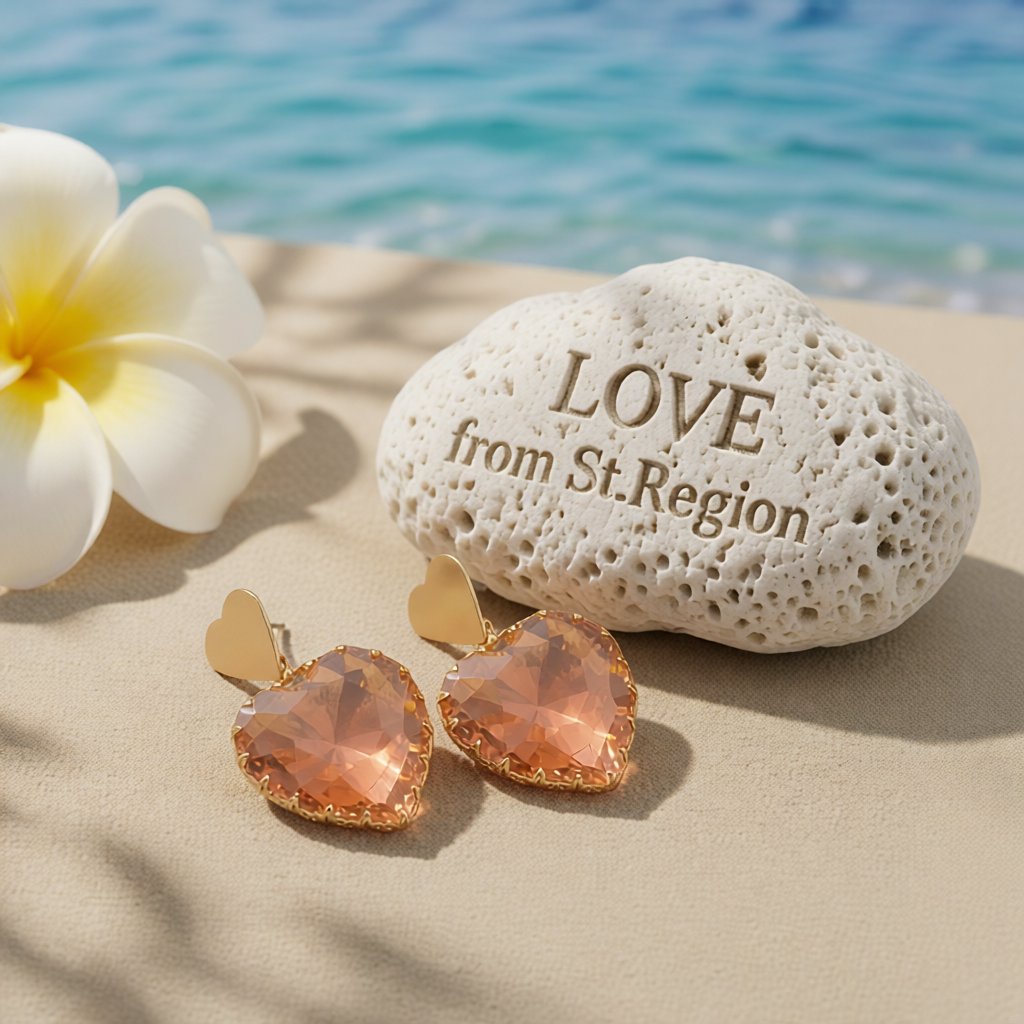 Pink Crystal and 18K Gold-Plated Heart Drop Earrings, gold drop earrings for women, everyday style, lifestyle look