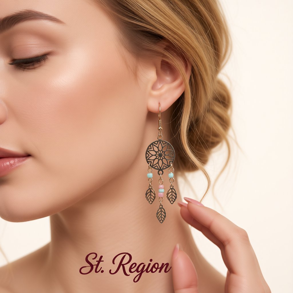 Howlite and 18K Gold-Plated Openwork Lotus Leaf Drop Earrings, gold drop earrings for women, styled look