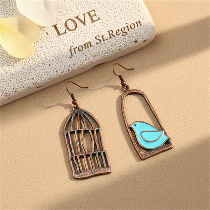 Blue Enamel and 18K Gold-Plated Birdcage Drop Earrings, gold drop earrings for women, lifestyle look