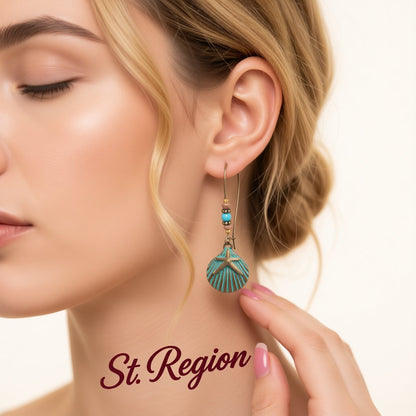 Howlite and 18K Gold-Plated Shell Starfish Drop Earrings, gold huggie earrings, elegant gift for her, styled look