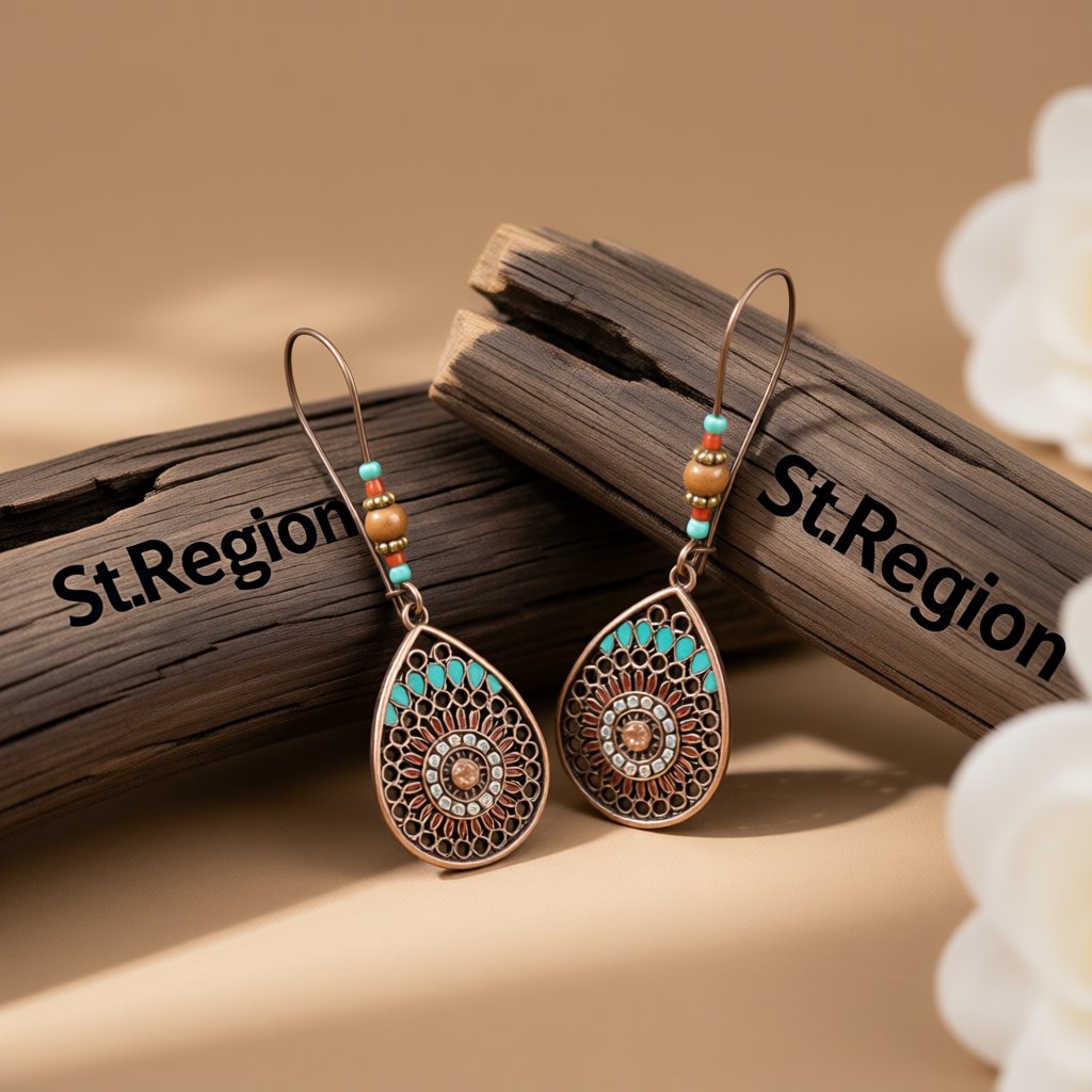 Cubic Zirconia and Howlite 18K Gold-Plated Drop Earrings, gold huggie earrings, everyday style, front view