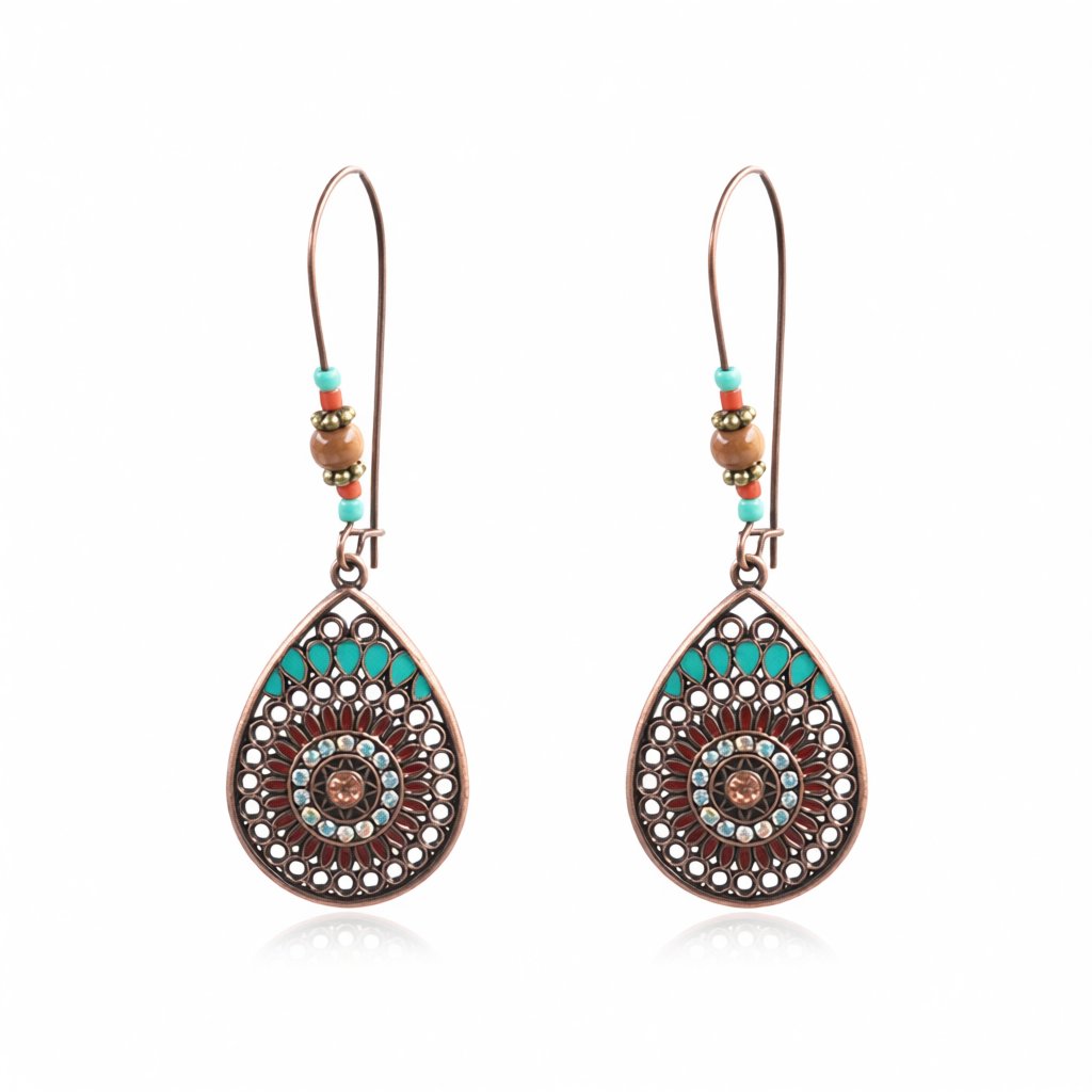 Cubic Zirconia and Howlite 18K Gold-Plated Drop Earrings, gold huggie earrings, everyday style, side view