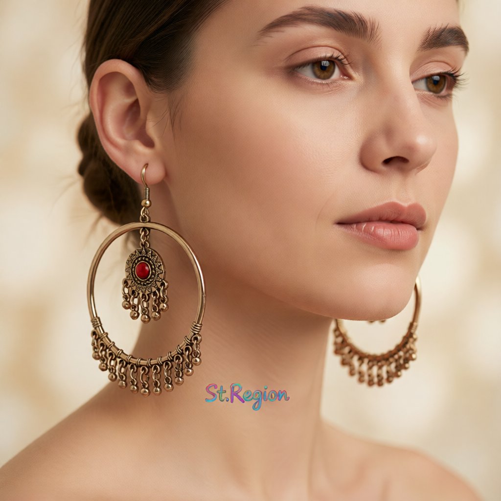 Turquoise and 18K Gold-Plated Big Circle Drop Earrings, gold drop earrings for women, dainty minimalist design, styled look
