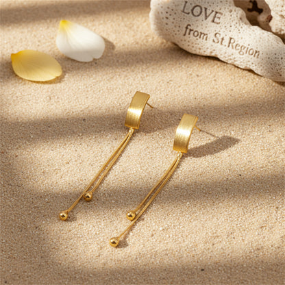 18K Gold-Plated Beaded Tassel Drop Earrings