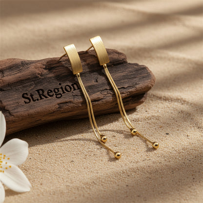 18K Gold-Plated Beaded Tassel Drop Earrings