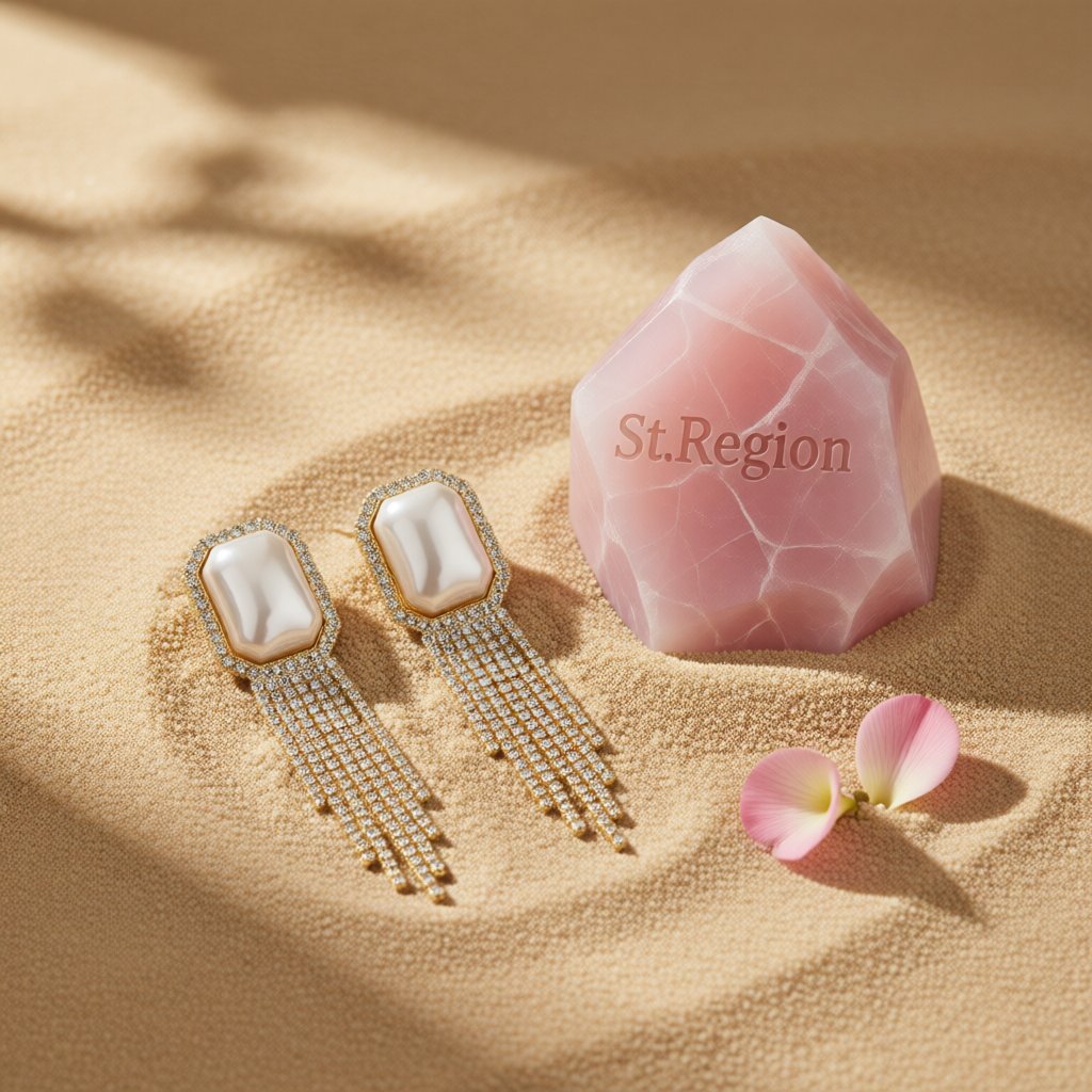 Pearl and Cubic Zirconia 18K Gold-Plated Rectangle Tassel Drop Earrings, gold drop earrings for women, detail close-up