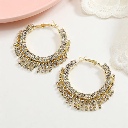 Cubic Zirconia and 18K Gold-Plated Tassel Hoop Earrings, gold drop earrings for women, elegant gift for her, lifestyle look