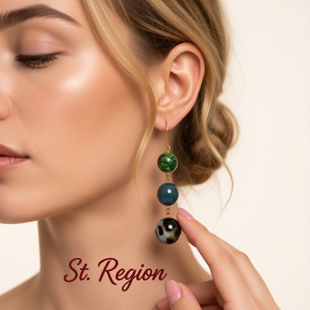 Quartz and 18K Gold-Plated Beaded Drop Earrings, gold drop earrings for women, dainty minimalist design, styled look