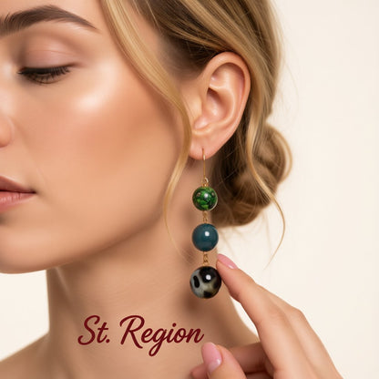 Quartz and 18K Gold-Plated Beaded Drop Earrings, gold drop earrings for women, dainty minimalist design, styled look