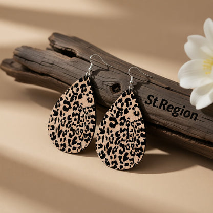 Yellow Polystyrene and Silver-Plated Leopard Drop Earrings, silver drop earrings for women, elegant gift for her, front view