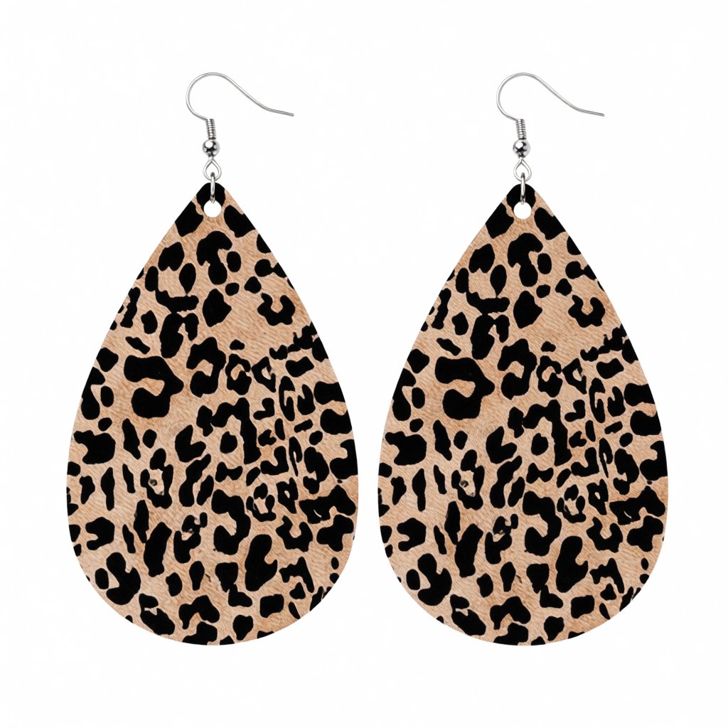 Yellow Polystyrene and Silver-Plated Leopard Drop Earrings, silver drop earrings for women, elegant gift for her, side view