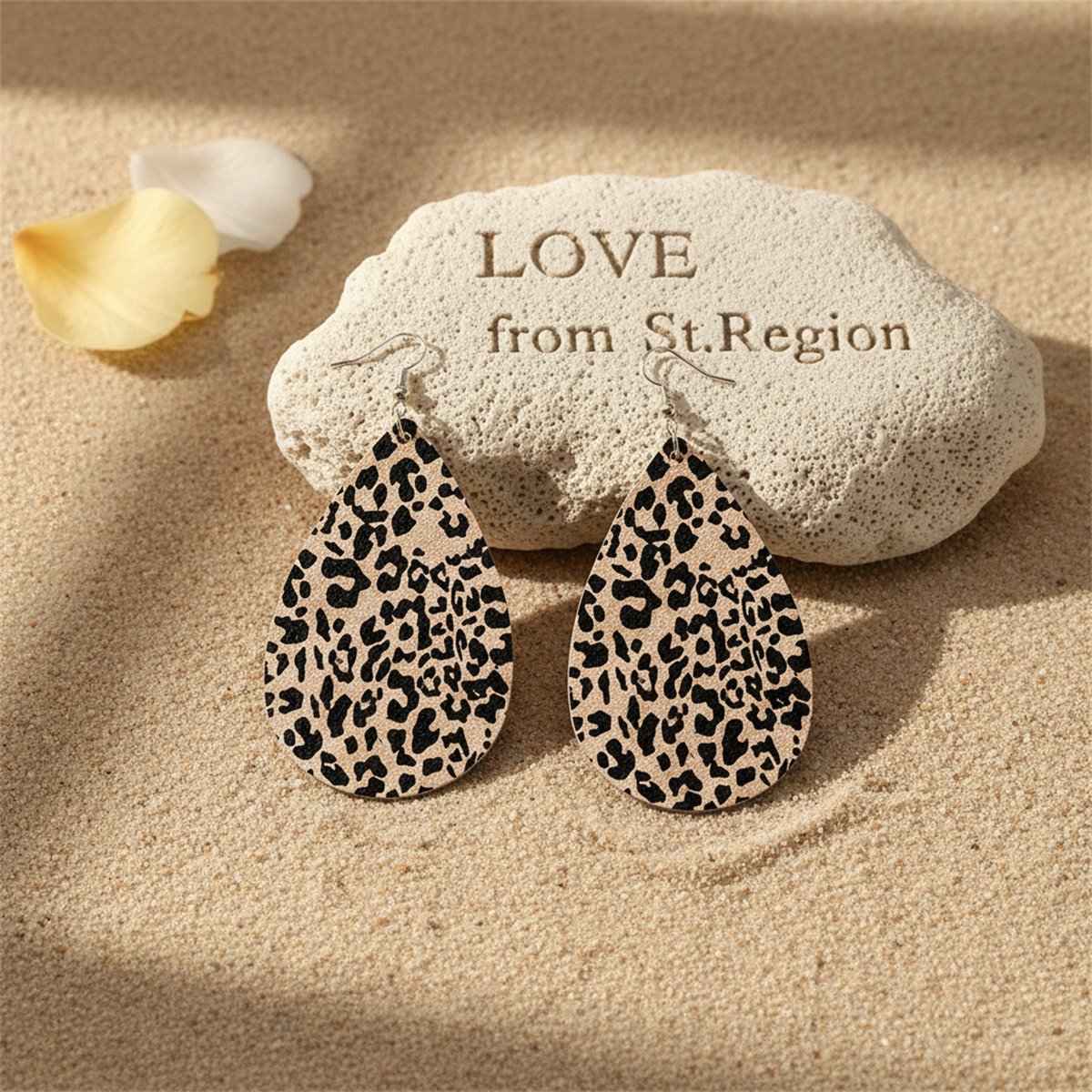 Yellow Polystyrene and Silver-Plated Leopard Drop Earrings, silver drop earrings for women, lifestyle look