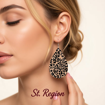 Yellow Polystyrene and Silver-Plated Leopard Drop Earrings, silver drop earrings for women, elegant gift for her, styled look