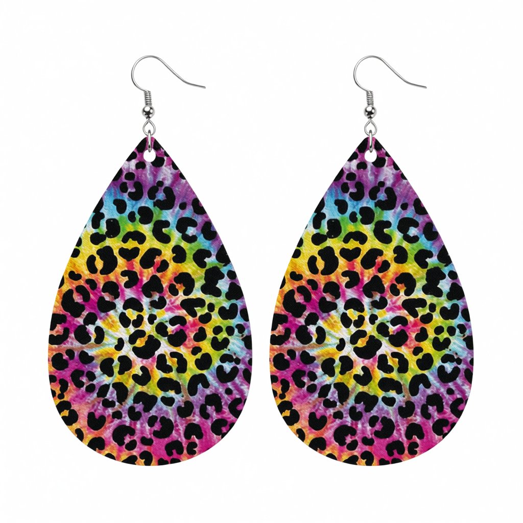 Yellow Polystyrene and Silver-Plated Animal-Print Drop Earrings, silver drop earrings for women, side view