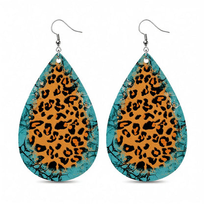 Orange Polystyrene and Silver-Plated Leopard Drop Earrings, silver drop earrings for women, botanical inspired, side view