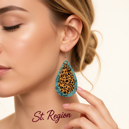Orange Polystyrene and Silver-Plated Leopard Drop Earrings, silver drop earrings for women, botanical inspired, styled look