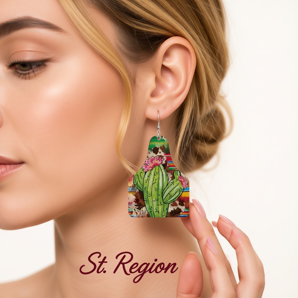 Green Polystyrene and Silver-Plated Cactus Drop Earrings, silver drop earrings for women, elegant gift for her, styled look