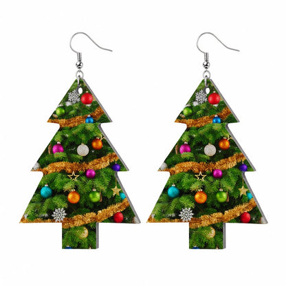 Green Polystyrene and Silver-Plated Decorated Tree Drop Earrings, silver drop earrings for women, side view