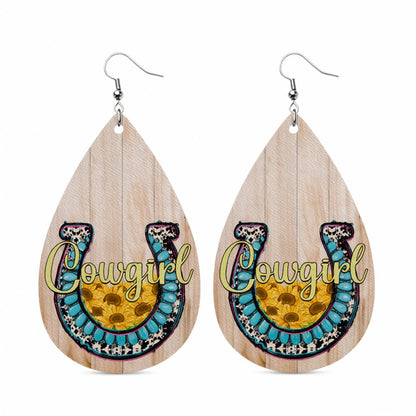Tan and Blue 'Cowgirl' Teardrop Earrings, drop earrings for women, elegant gift for her, side view