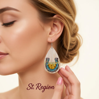Tan and Blue 'Cowgirl' Teardrop Earrings, drop earrings for women, elegant gift for her, styled look