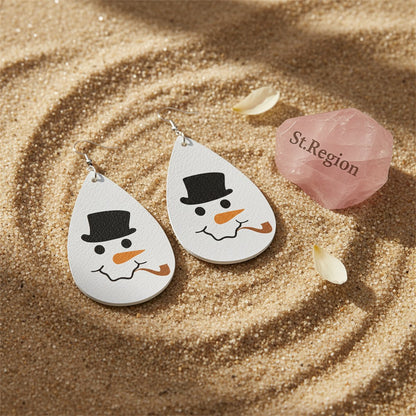 White and Silver-Plated Smoking Snowman Drop Earrings, silver drop earrings for women, detail close-up