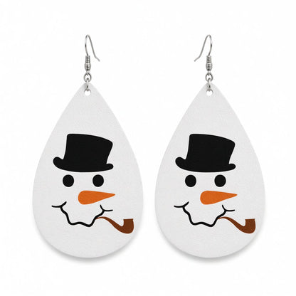 White and Silver-Plated Smoking Snowman Drop Earrings, silver drop earrings for women, dainty minimalist design, side view