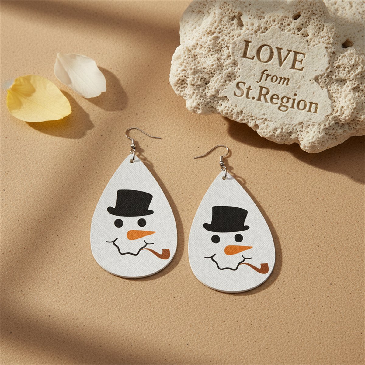White and Silver-Plated Smoking Snowman Drop Earrings, silver drop earrings for women, lifestyle look
