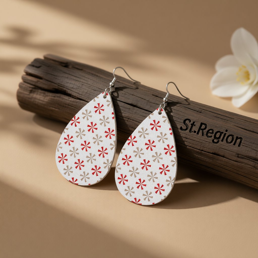 White Polystyrene and Silver-Plated Flowers Drop Earrings, silver drop earrings for women, botanical inspired, front view