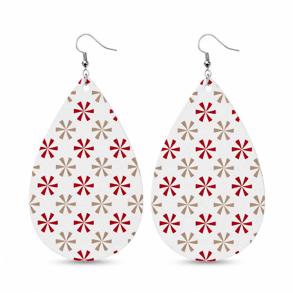 White Polystyrene and Silver-Plated Flowers Drop Earrings, silver drop earrings for women, botanical inspired, side view