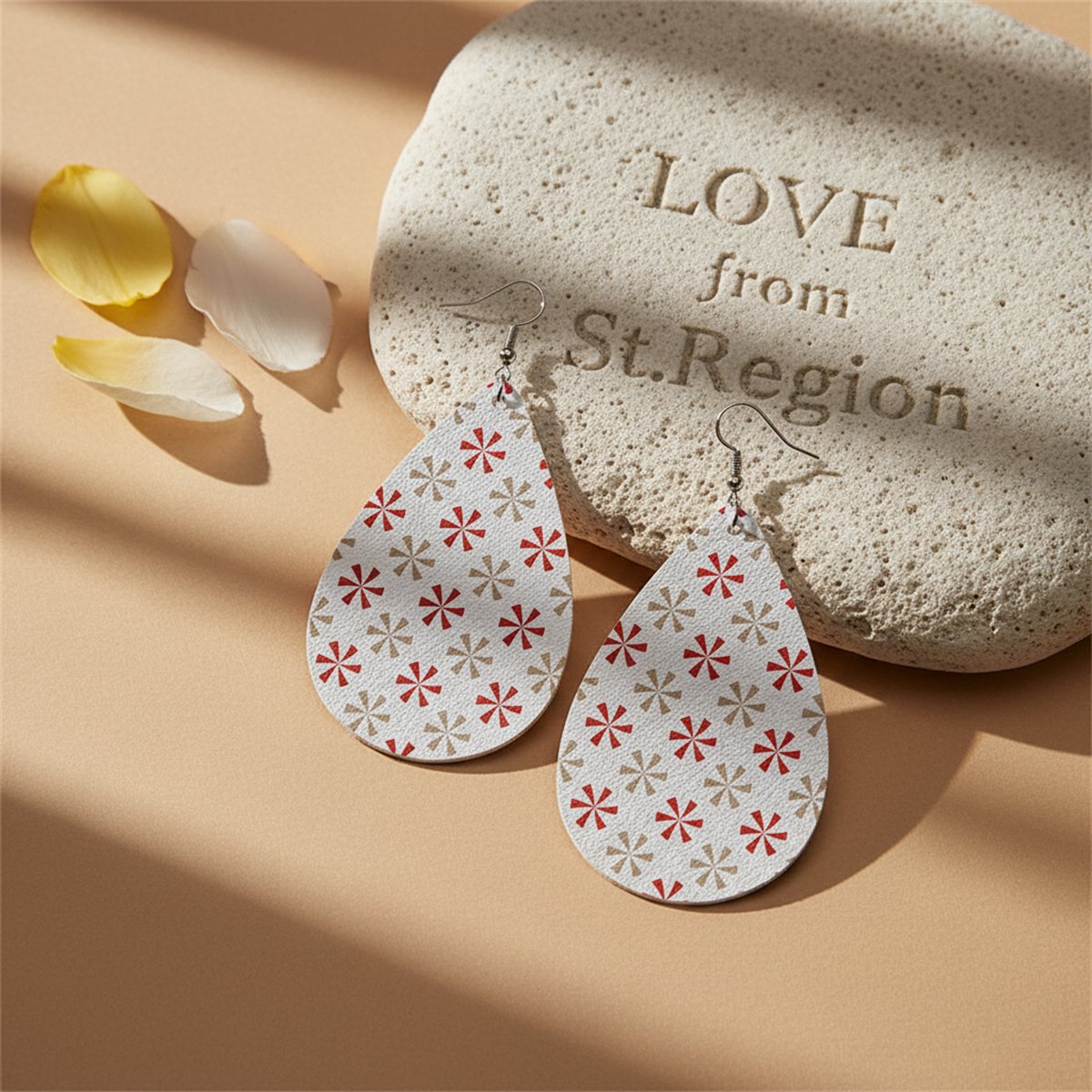 White Polystyrene and Silver-Plated Flowers Drop Earrings, silver drop earrings for women, botanical inspired, lifestyle look