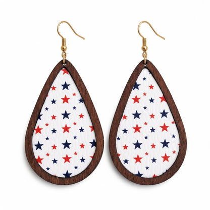 White Polystyrene and Wood 18K Gold-Plated Star Drop Earrings, gold drop earrings for women, everyday style, side view