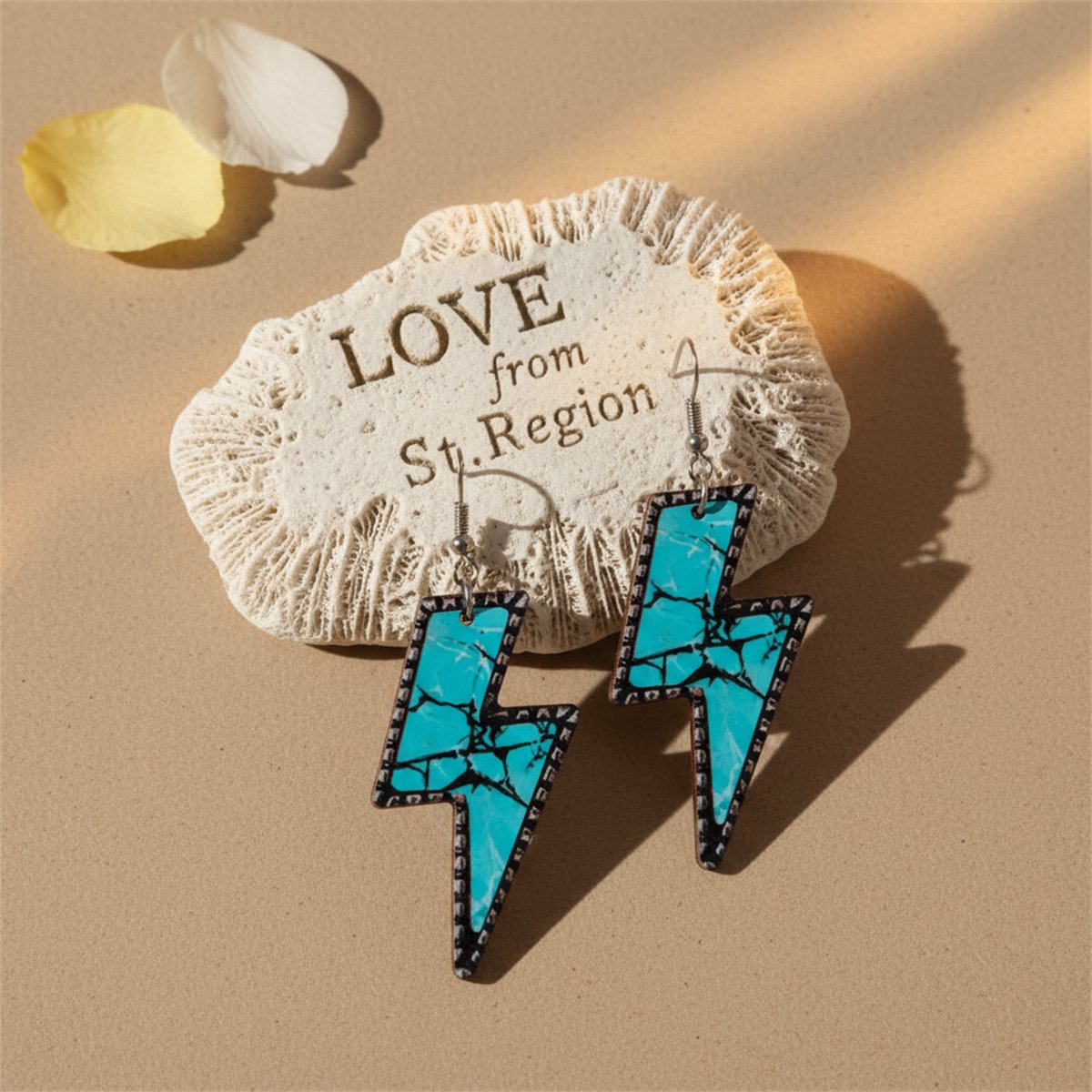 Blue Wood and Silver-Plated Lightning Drop Earrings, silver drop earrings for women, elegant gift for her, lifestyle look