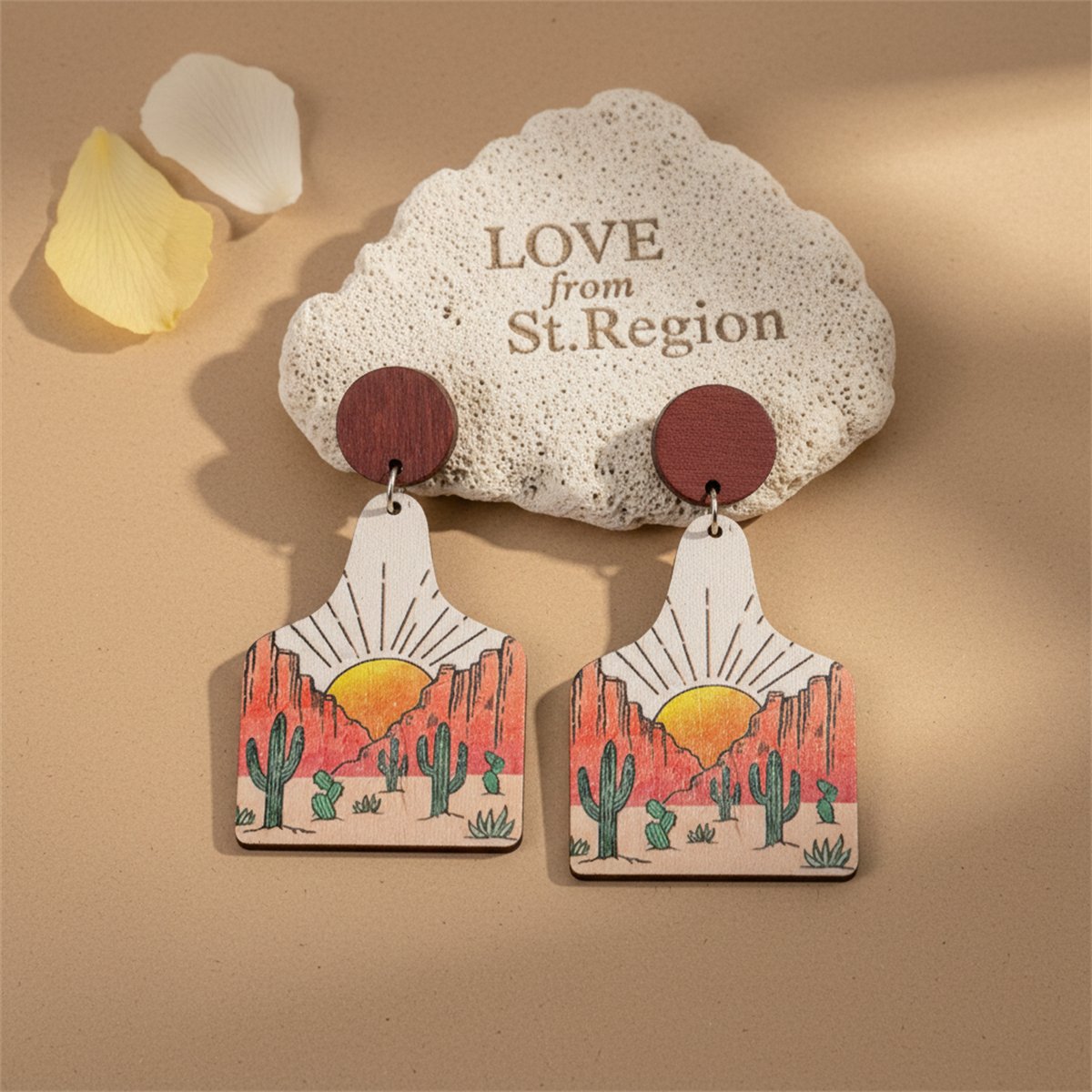 Orange and Yellow Desert Sunset Drop Earrings, drop earrings for women, botanical inspired, lifestyle look