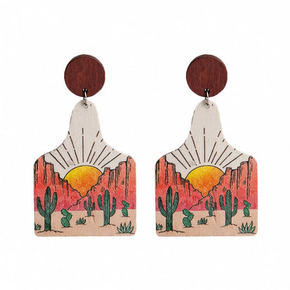 Orange and Yellow Desert Sunset Drop Earrings, drop earrings for women, botanical inspired, side view