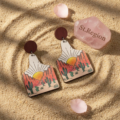 Orange and Yellow Desert Sunset Drop Earrings, drop earrings for women, botanical inspired, detail close-up
