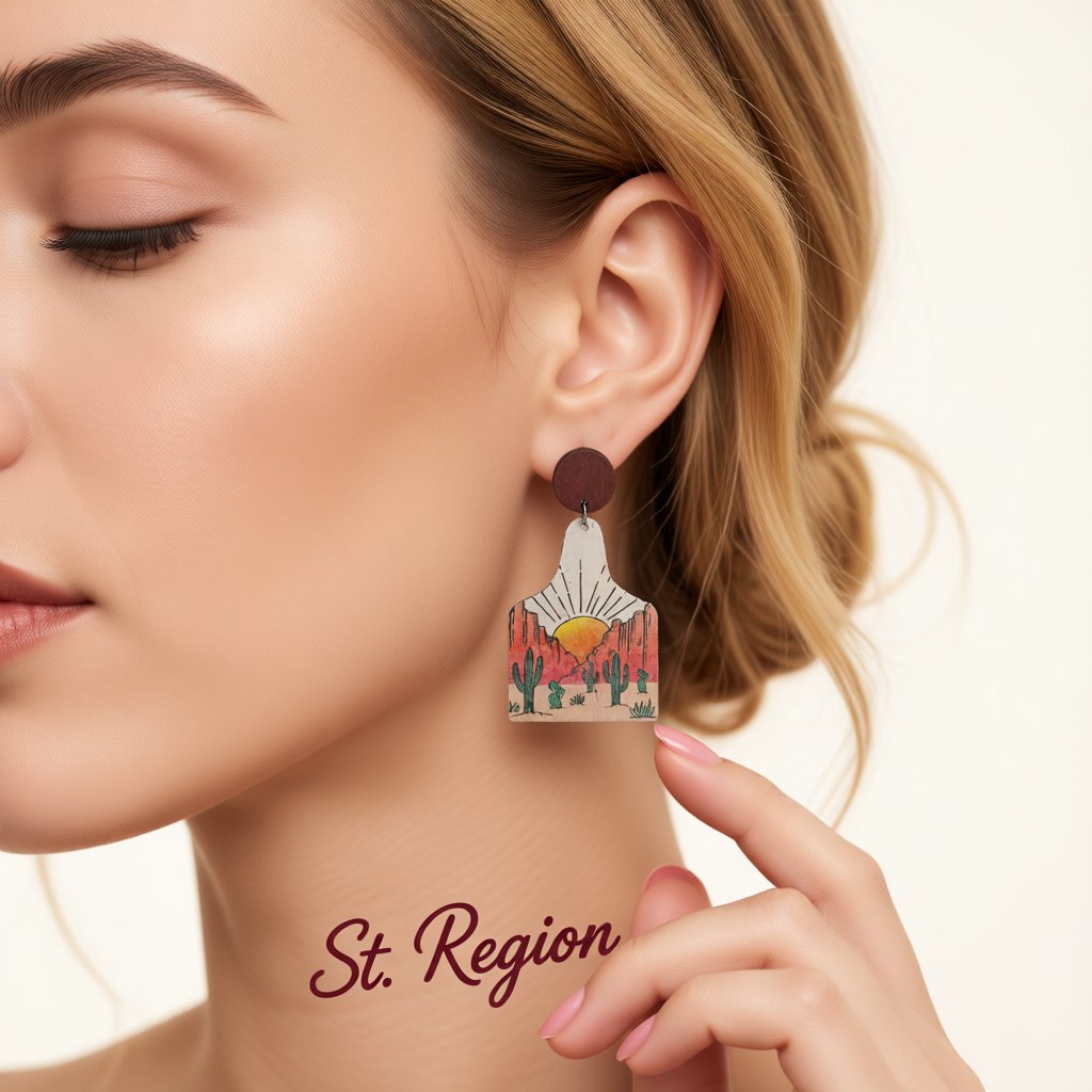 Orange and Yellow Desert Sunset Drop Earrings, drop earrings for women, botanical inspired, styled look