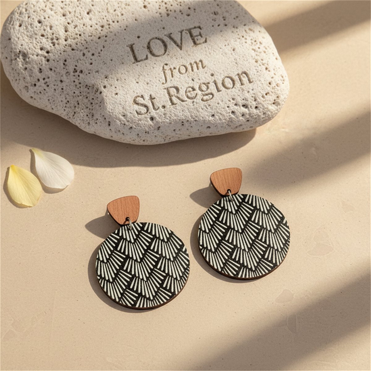Black Wood and Silver-Plated Geometric Round Dangle Earrings, silver drop earrings for women, lifestyle look