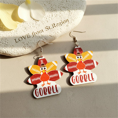 Red 'Gobble' Football Turkey Drop Earrings, drop earrings for women, everyday style, lifestyle look