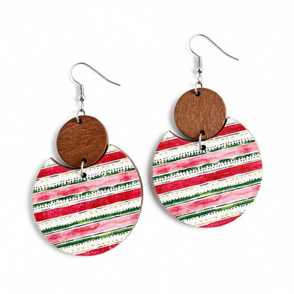 Red and Silver-Plated Stripe Drop Earrings, silver drop earrings for women, elegant gift for her, side view