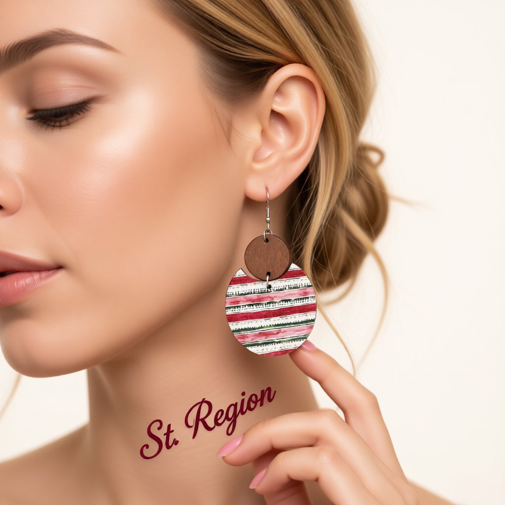 Red and Silver-Plated Stripe Drop Earrings, silver drop earrings for women, elegant gift for her, styled look