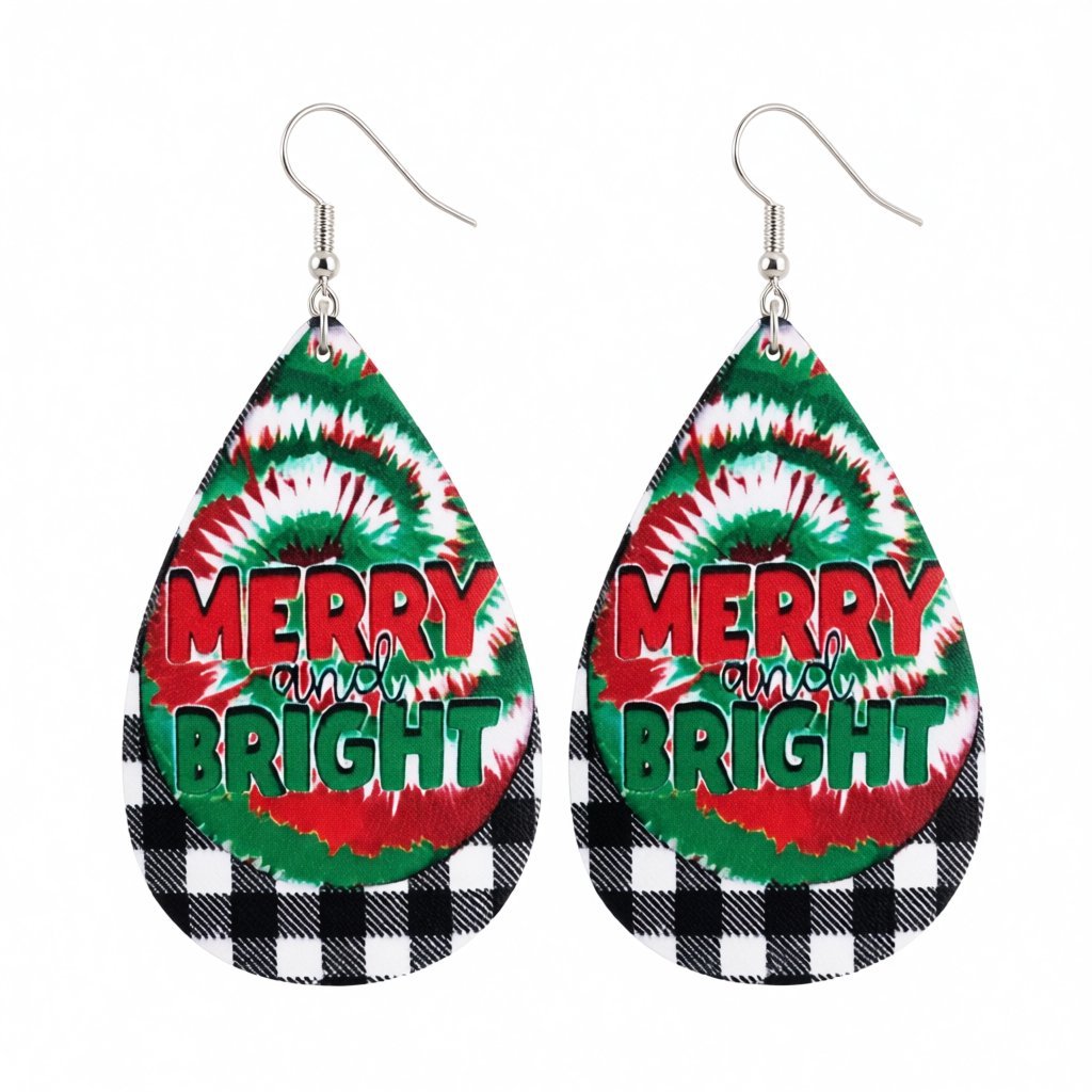 Red Multicolor and Silver-Plated Plaid 'Merry and Bright' Drop Earrings, silver drop earrings for women, side view