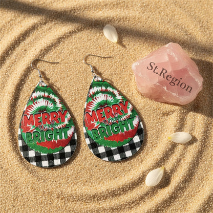 Red Multicolor and Silver-Plated Plaid 'Merry and Bright' Drop Earrings, silver drop earrings for women, detail close-up